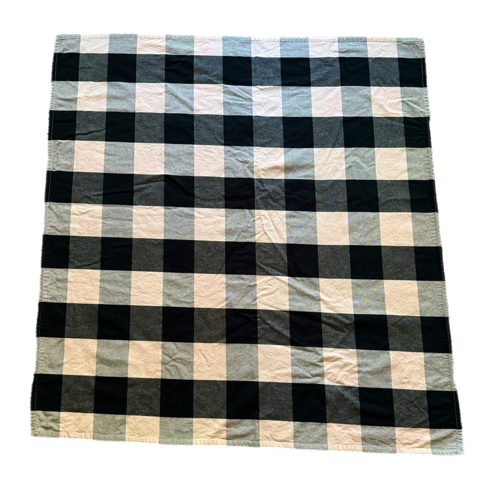 Pottery Barn Buffalo Check Tablecloth Black Plaid Cotton Square 50” READ
